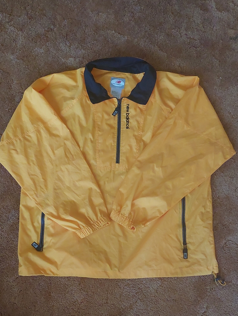 New Balance Yellow Pullover Windbreaker with Black Trim